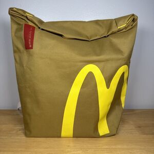 McDonald's Canvas Backpack Rucksack Brown Lunch Bag Fast Food 17"